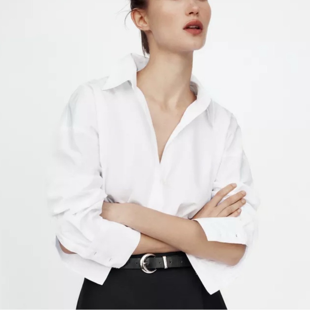 Zara Classic White button down top. Small